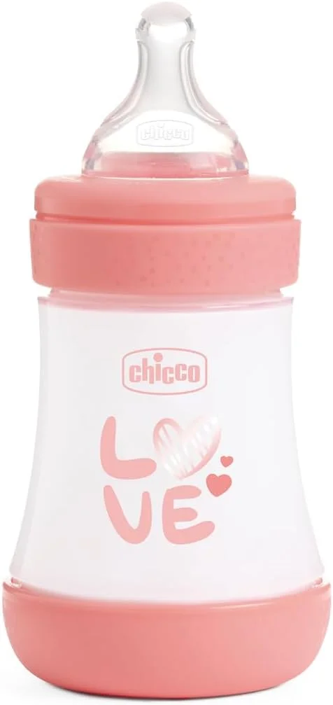 شيكو Chicco Perfect 5 Feeding Bottle 150ml Slow Flow 0m+ Silicone, Pink